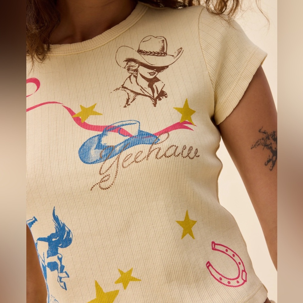Daydreamer Western Flash Pointelle Baby Tee